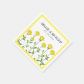 Serviette En Papier Fleurs de rose jaune romantique florale mariage (Coin)