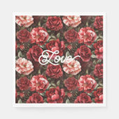 Serviette En Papier Fleurs de rose rose rouge (Devant)