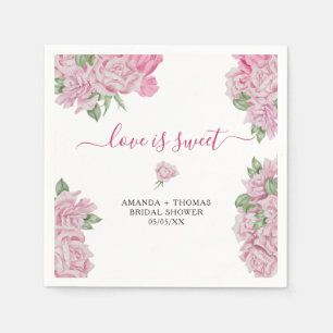 Serviette En Papier Fleurs de roses aquarelle - l'amour est doux