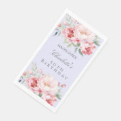Serviette En Papier Fleurs de roses rose lavande élégant anniversaire (Coin)