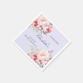 Serviette En Papier Fleurs de roses rose lavande élégant anniversaire (Coin)