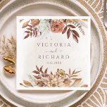 Serviette En Papier Fleurs de rouille en terre cuite Boho Mariage de f<br><div class="desc">Serviettes mariages de style bohème moderne avec des fleurs d'aquarelle et des feuilles de chute dans les tons terre comme rouille brun,  orange brûlé et terre cuite. Un choix parfait pour les mariages d'automne.</div>