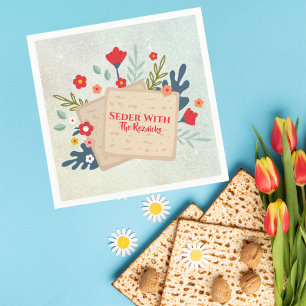 Serviette En Papier Fleurs de Seder de Pessah juive avec Matzah