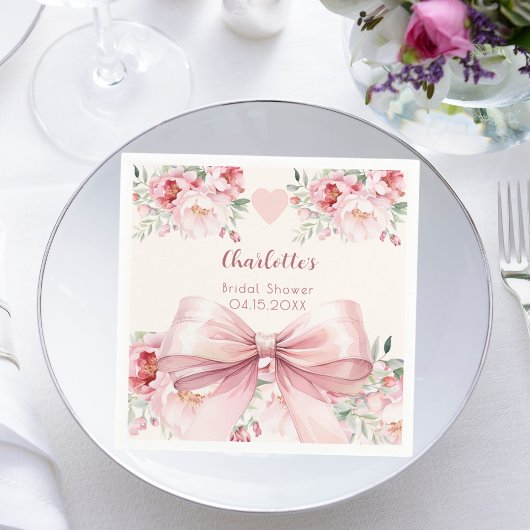 Serviette En Papier Fleurs de shower de mariée rose crème bouteille