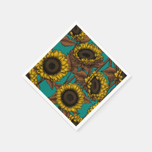 Serviette En Papier Fleurs de soleil (Coin)