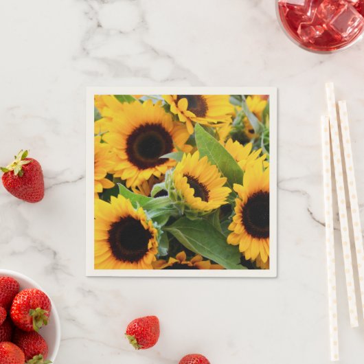 Serviette En Papier Fleurs de soleil (En situation)