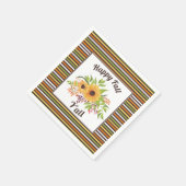 Serviette En Papier Fleurs de soleil aquarelle, rayures Bonne chute Y' (Coin)