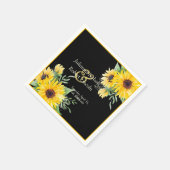 Serviette En Papier Fleurs de soleil aquarelle sur le mariage noir cla (Coin)
