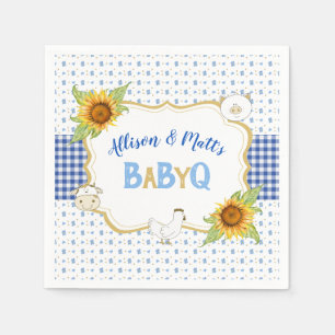 Serviette En Papier Fleurs de soleil Bleu En vichy Bébé Q Barbeque