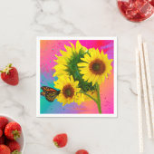 Serviette En Papier Fleurs de soleil brillantes  (En situation)