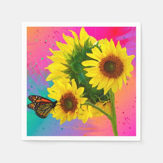 Serviette En Papier Fleurs de soleil brillantes (Devant)