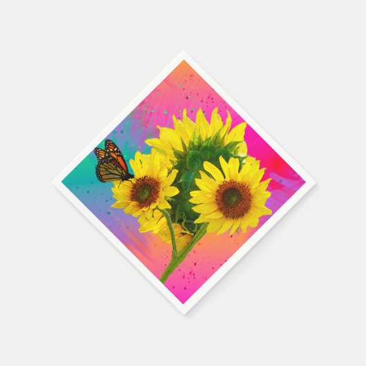 Serviette En Papier Fleurs de soleil brillantes  (Coin)