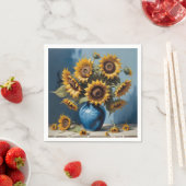 Serviette En Papier Fleurs de soleil dans le vase (En situation)