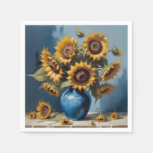 Serviette En Papier Fleurs de soleil dans le vase (Devant)