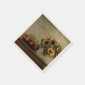 Serviette En Papier Fleurs de soleil dans le Vase, Bol de fruits sur l (Coin)