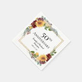 Serviette En Papier Fleurs de soleil du 50e anniversaire (Coin)