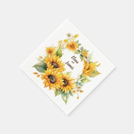 Serviette En Papier Fleurs de soleil en fleurs : serviettes Mariages p (Coin)