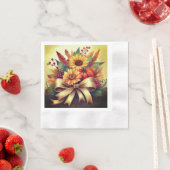 Serviette En Papier Fleurs de soleil et serviettes Citrouilles, papier (En situation)