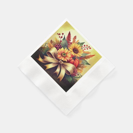 Serviette En Papier Fleurs de soleil et serviettes Citrouilles, papier (Coin)