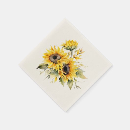 Serviette En Papier Fleurs de soleil fraîches : serviettes Mariages pe (Coin)