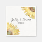 Serviette En Papier Fleurs de soleil jaunes Aquarelle Mariage serviett (Devant)