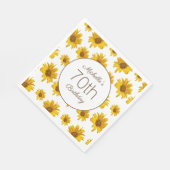 Serviette En Papier Fleurs de soleil jaunes Blanc 70e anniversaire (Coin)