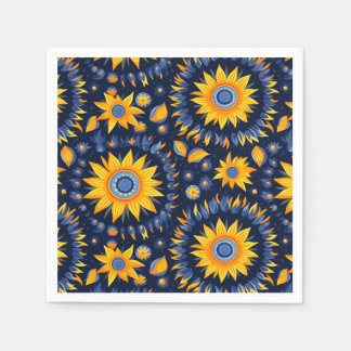 Serviette En Papier Fleurs de soleil jaunes de marine folk