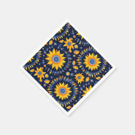 Serviette En Papier Fleurs de soleil jaunes de marine folk (Coin)