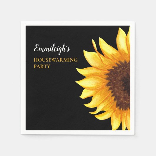 Serviette En Papier Fleurs de soleil jaunes Fête de réchauffement ména (Devant)