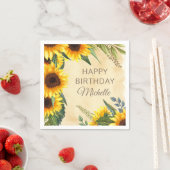 Serviette En Papier Fleurs de soleil Jaunes Rustiques Personnalisé Joy (En situation)