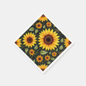 Serviette En Papier Fleurs de soleil jaunes sur le noir (Coin)