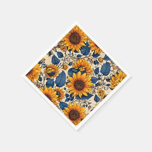 Serviette En Papier Fleurs de soleil rayonnantes : Symphonie de joie c (Coin)