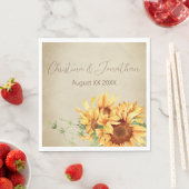Serviette En Papier Fleurs de soleil romantiques aquarelles sur parche (En situation)