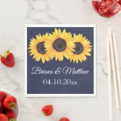 Serviette En Papier Fleurs de soleil rustiques Bleu Luncheon Napkin (En situation)