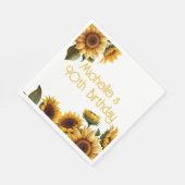 Serviette En Papier Fleurs de soleil rustiques élégantes Blanc 90e ann (Coin)