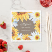 Serviette En Papier Fleurs de soleil rustiques Marguerites blanches Ba (En situation)