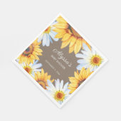 Serviette En Papier Fleurs de soleil rustiques Marguerites blanches Ba (Coin)