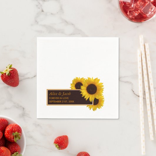 Serviette En Papier Fleurs de soleil rustiques - Mariage floral (En situation)