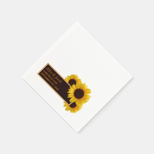 Serviette En Papier Fleurs de soleil rustiques - Mariage floral (Coin)