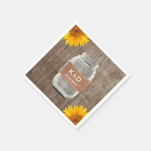 Serviette En Papier Fleurs de soleil rustiques Mason Jar mariage vinta