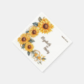 Serviette En Papier Fleurs de soleil rustiques : serviettes Mariages p (Coin)