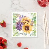 Serviette En Papier Fleurs de soleil verdoyantes et Mariage floral pou (En situation)