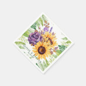 Serviette En Papier Fleurs de soleil verdoyantes et Mariage floral pou (Coin)