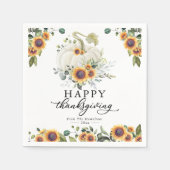 Serviette En Papier Fleurs de soleil vertes Citrouille blanc Thanksgiv (Devant)