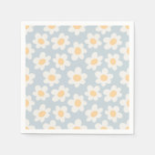 Serviette En Papier Fleurs de style rétro sur arrière - plan bleu (Devant)