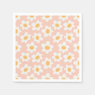 Serviette En Papier Fleurs de style rétro sur arrière - plan rose