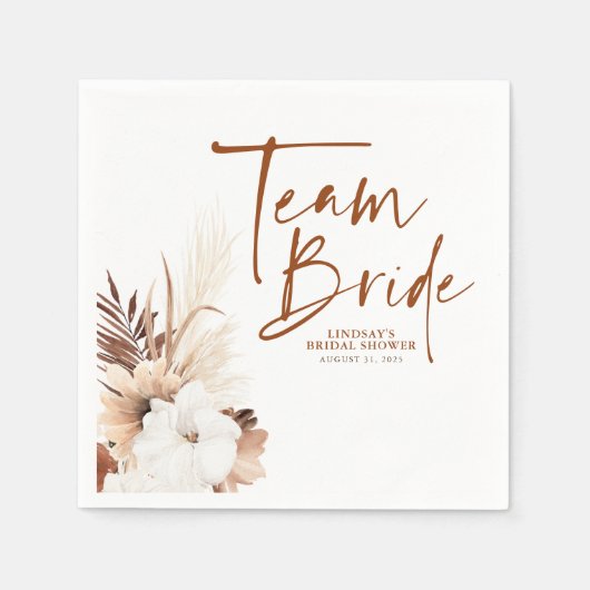 Serviette En Papier Fleurs de terre cuite blanche Équipe de la mariée  (Devant)