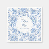 Serviette En Papier Fleurs de Toile Bleue Future Mrs Réception de Mari (Devant)