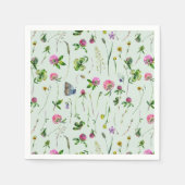 Serviette En Papier Fleurs de trèfle d'aquarelle vert pâté (Devant)
