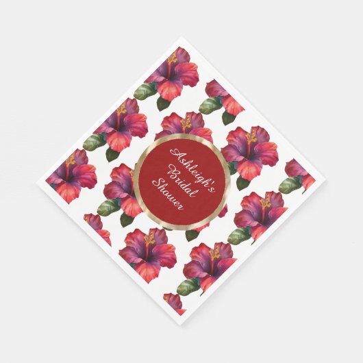 Serviette En Papier Fleurs de Trophée d'Hibiscus Rouge Tropical pour u (Coin)
